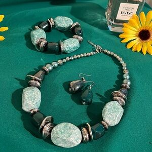 Teal/turquoise stone handmade set